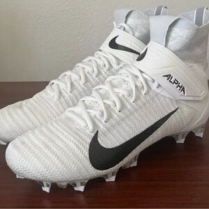 Nike Alpha Menace Elite 2 Men's 12.5 Football Cleats White/Black AO3374-101 NEW